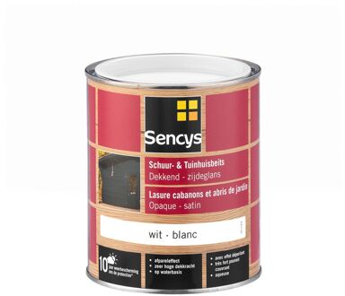 Sencys Tuinhoutbeits Tuinhuis En Schutting Dekkend Zijdeglans Wit 0,75l
