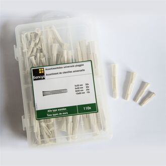 Sencys Universele Plug Kunststof - Diam. 5x30mm, 6x40mm, 8x50mm, 10x60mm - 110 Stuks