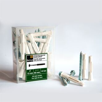 Sencys Universele Plug Met Houtdraadbout Kunststof - Ø 10x60 Mm - 20 Stuks