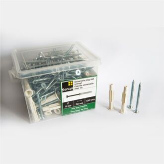 Sencys Universele Plug Met Schroef Kunststof - Diam. 8x50mm - 100 Stuks