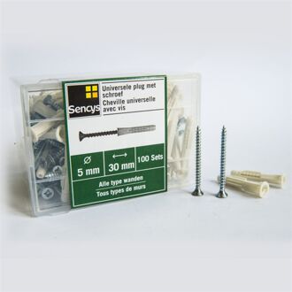 Sencys Universele Plug Met Schroef Kunststof - Ø 5x30mm - 100 Stuks