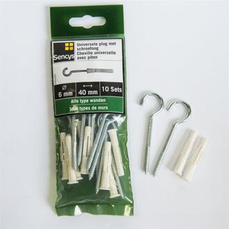 Sencys Universele Plug Met Schroefoog Kunststof - Diam. 6x40mm - 10 Stuks