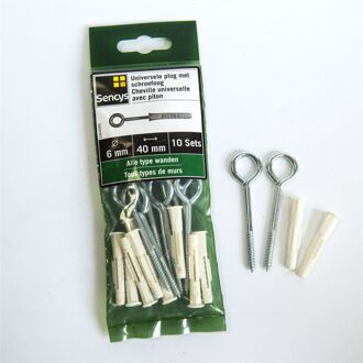 Sencys Universele Plug Met Schroefoog Kunststof - Diam. 6x40mm - 10 Stuks
