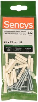 Sencys Universele Plug Nylon - Diam. 5x25mm - 20 Stuks
