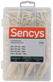 Sencys Universele Plug Nylon - Diam. 5x30mm, 6x40mm, 8x50mm, 10x60mm - 110 Stuks