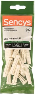 Sencys Universele Plug Nylon - Diam. 8x40mm - 20 Stuks