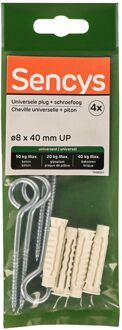 Sencys Universele Plug Nylon - Diam. 8x40mm - 4 Stuks