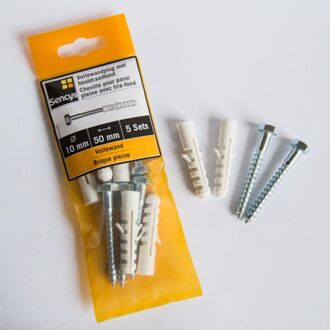 Sencys Vollewandplug Met Houtdraadbout Kunststof - Diam. 10x50mm - 5 Stuks
