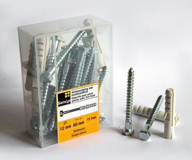 Sencys Vollewandplug Met Houtdraadbout Kunststof - Diam. 12x60mm - 15 Stuks
