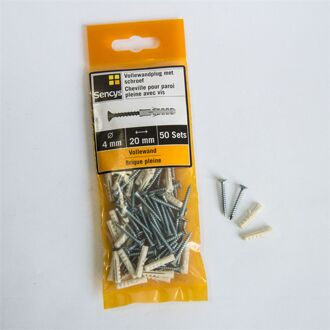 Sencys Vollewandplug Met Schroef Kunststof - Diam. 4x20mm - 50 Stuks