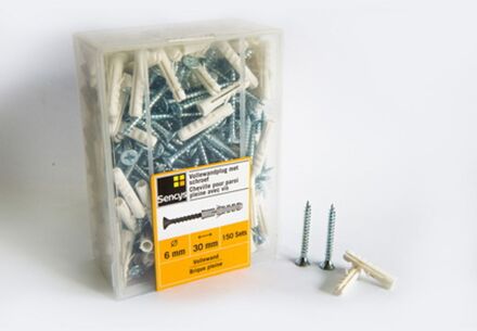 Sencys Vollewandplug Met Schroef Kunststof - Diam. 6x30mm - 150 Stuks