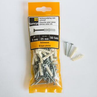 Sencys Vollewandplug Met Schroef Kunststof - Ø 5x25mm - 50 Stuks