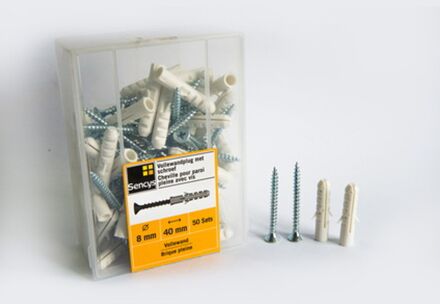 Sencys Vollewandplug Met Schroef Kunststof - Ø 8x40 Mm - 50 Stuks