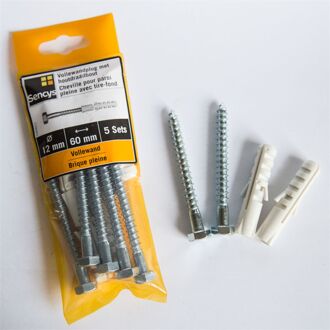 Sencys Volwandplug Met Houtdraadbout Kunststof - Diameter 12x60 Mm - 5 Stuks