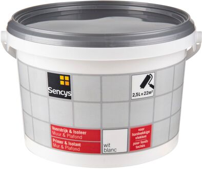 Sencys Voorstrijk & Isoleer Primer - Muur En Plafond - Wit - 2,5l