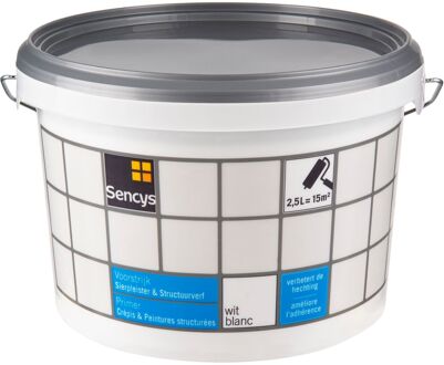 Sencys Voorstrijk Primer - Sierpleister En Structuurverf - Wit - 2,5l