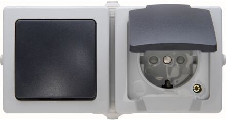 Sencys Wisselschakelaar En Stopcontact Denver + Penaarde Spatwaterdicht Grijs