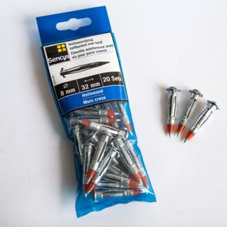 Sencys Zelfborende Stalen Hollewandplug - Ø 8x32 Mm - 20 Stuks