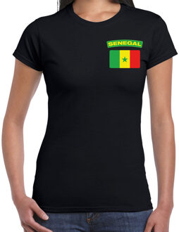 Senegal landen shirt met vlag zwart voor dames - borst bedrukking XS