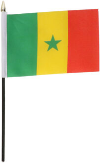 Senegal - mini vlaggetje van 10 x 15 cm op stokje - Landen vlag - H27 cm Multi