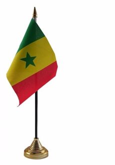 Senegal tafelvlaggetje 10 x 15 cm met standaard