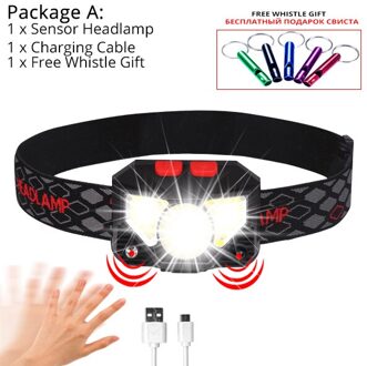 Sensor Koplamp Motion Usb Oplaadbare Inductie Led Koplamp 8000 Lums Krachtige Hard Hat Inductieve Waterdichte Hoofd Lantaarn single sensor Lamp