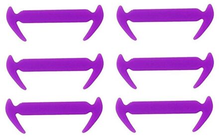 Sentcharm 12 Stks/pak Unisex Siliconen Schoenveter Elastische Stretch Geen Stropdas Utility Shoestrings paars