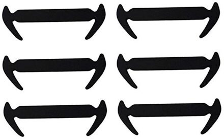 Sentcharm 12 Stks/pak Unisex Siliconen Schoenveter Elastische Stretch Geen Stropdas Utility Shoestrings zwart