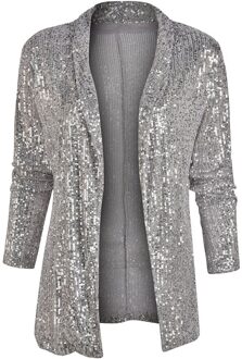 Sequin Blazers Jacket Silver Lange Mouwen Vrouwen Blazers Notched Elegante Pak Glitter Shiny Uitloper Office Lady Suit Blazer XL