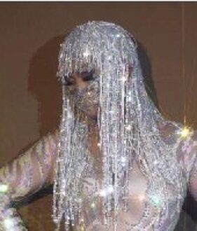 Sequin Crystal Kwastje Pruiken Vrouwen Verjaardagsfeestje Strass Franjes Hoofddeksels Club Stage Dancer Zanger Pruik