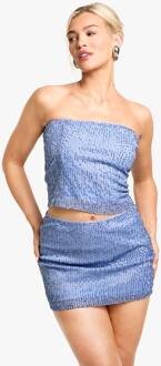 Sequin Micro Mini Rok, Blue - 34