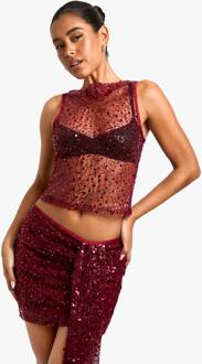 Sequin Sheer Racer Tank, Malbec - 38