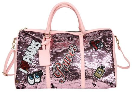 Sequin Toevallige Sport Reistas Organizer Casual Duffel Shouder Dagrugzak Duurzaam Kledingstuk Bagage Tote Bag roze