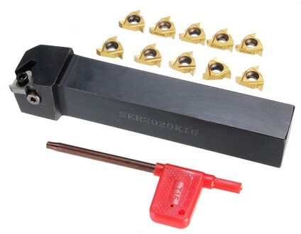 SER2020K16 Cnc Draaibank Draaien Gereedschaphouder Kotterbaar Met 10Pcs 16ER AG60 Blade Insert Machine Accessoires Draaien Tool Set