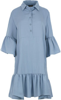 Serenity Blauw Tencel Overhemd Jurk - M