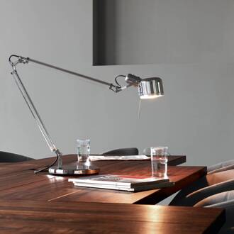 serien.lighting Job Table LED tafellamp met voet roestvrijstaal gepolijst, transparant