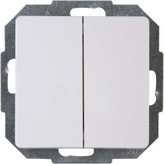 Serieschakelaar - Paris HK05 - Inbouw - 1-voudig Dubbel Schakelaar - Arctic Glans Wit