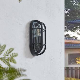Serine buitenwandlamp, 27,1 cm, zwart, aluminium zwart, transparant