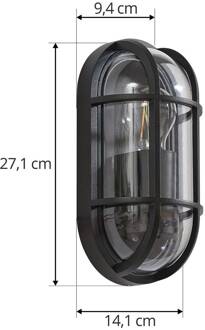 Serine buitenwandlamp, hoogte 27,1 cm, zwart zwart, transparant