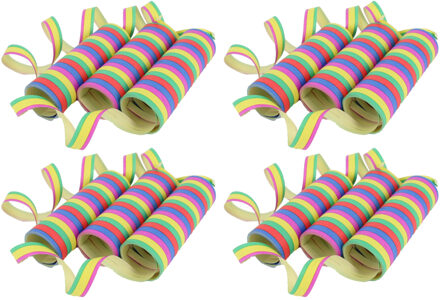 Serpentine feestversieringen - 12x rollen - gekleurd in felle kleuren - papier