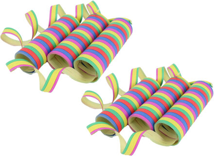 Serpentine feestversieringen - 6x rollen - gekleurd in felle kleuren - papier