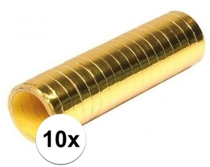 Serpentine rol - 10x - goud - 400 cm - papier/folie - feestartikelen