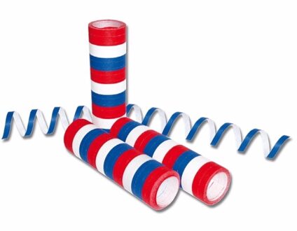 Serpentine rol rood/wit/blauw - 8x - vlag Nederland/Holland - Feestartikelen/versieringen - 400 cm