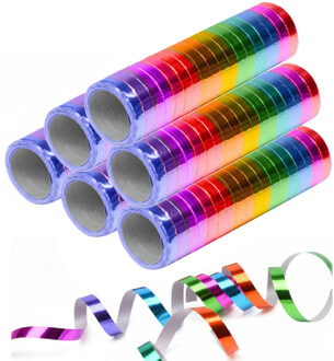 Serpentine rollen - metallic regenboog kleuren - 12x - 4 meter - Feest / verjaardag