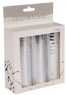 Serpentines metallic zilver 12x stuks - Serpentines