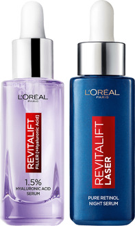 Serum L'Oréal Paris Revitalift Filler 1,5% Hyaluronic Acid Serum + Laser Pure Retinol Night Serum 2 x 30 ml