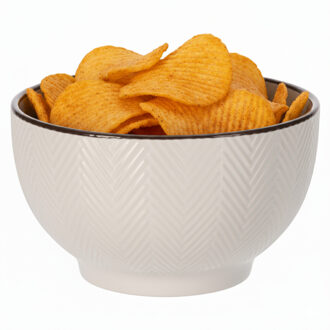 Serveer/chips schaaltje Fishbone - beige - 14 x 8 cm - keramiek - kommetjes - 680 ml