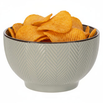 Serveer/chips schaaltje Fishbone - lichtgrijs - 14 x 8 cm - keramiek - kommetjes - 680 ml