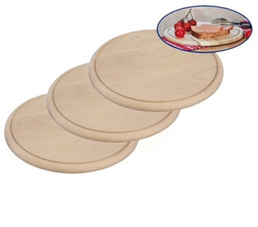 Serveer plank - 3x - rond - 28 cm - hout - ham plankje - broodplank - hapjes serveerplanken