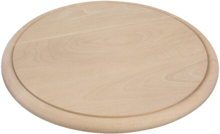 Serveer plank - Set van 4x stuks - D25 cm - hout - rond - ham plankje - broodplank